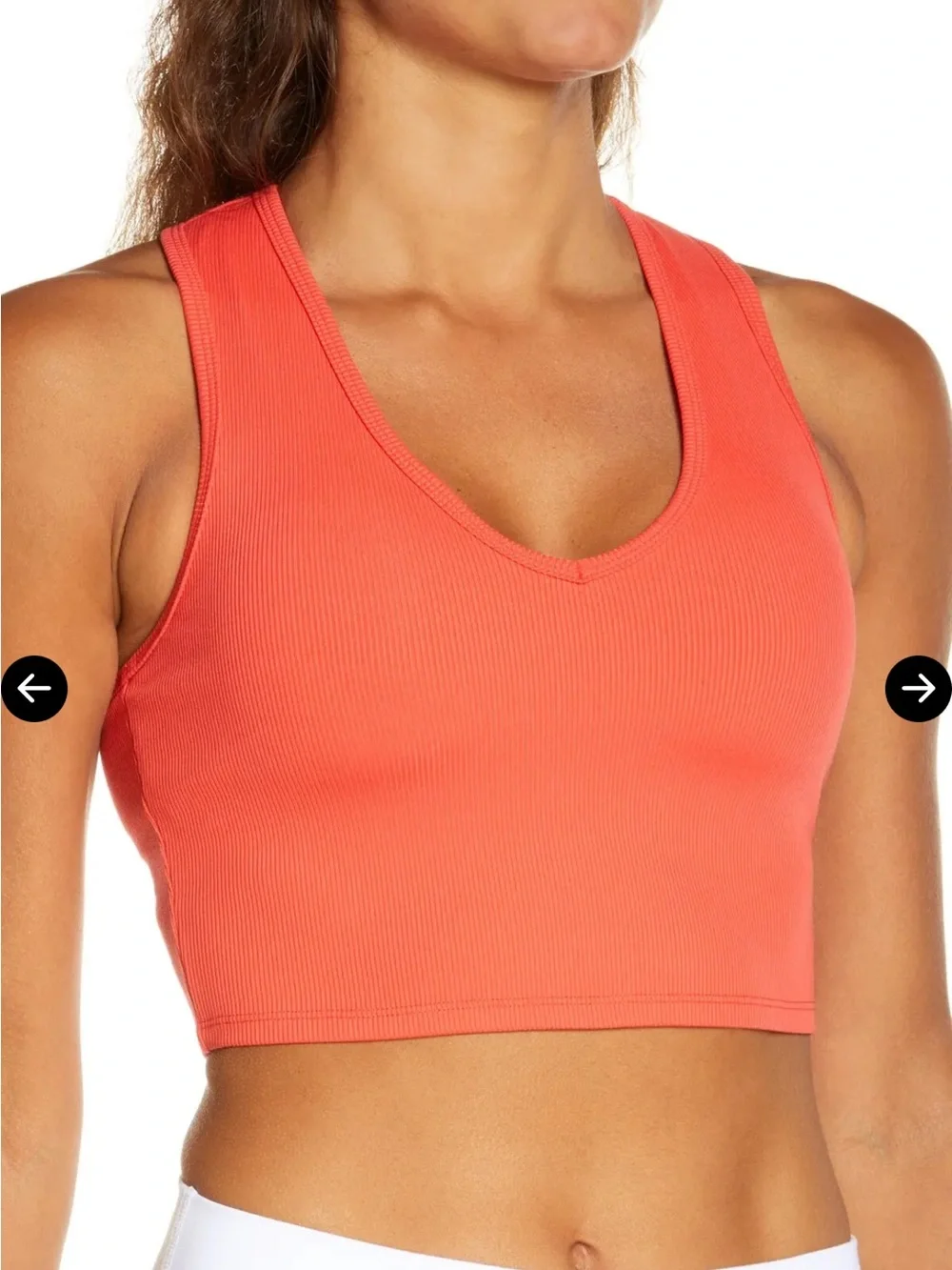ALO Yoga Goddess Rib Crop Tank - Coral Red
